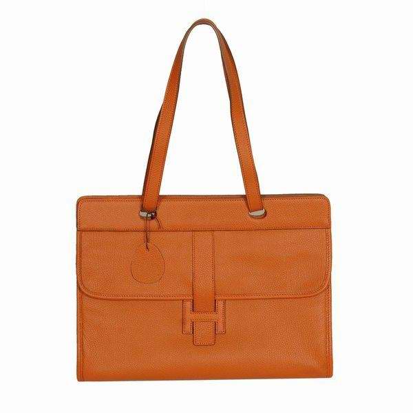 Best Hermes Large Leather H Handbag Orange 6058